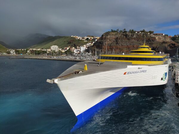 Ferry boat docked at the harbour